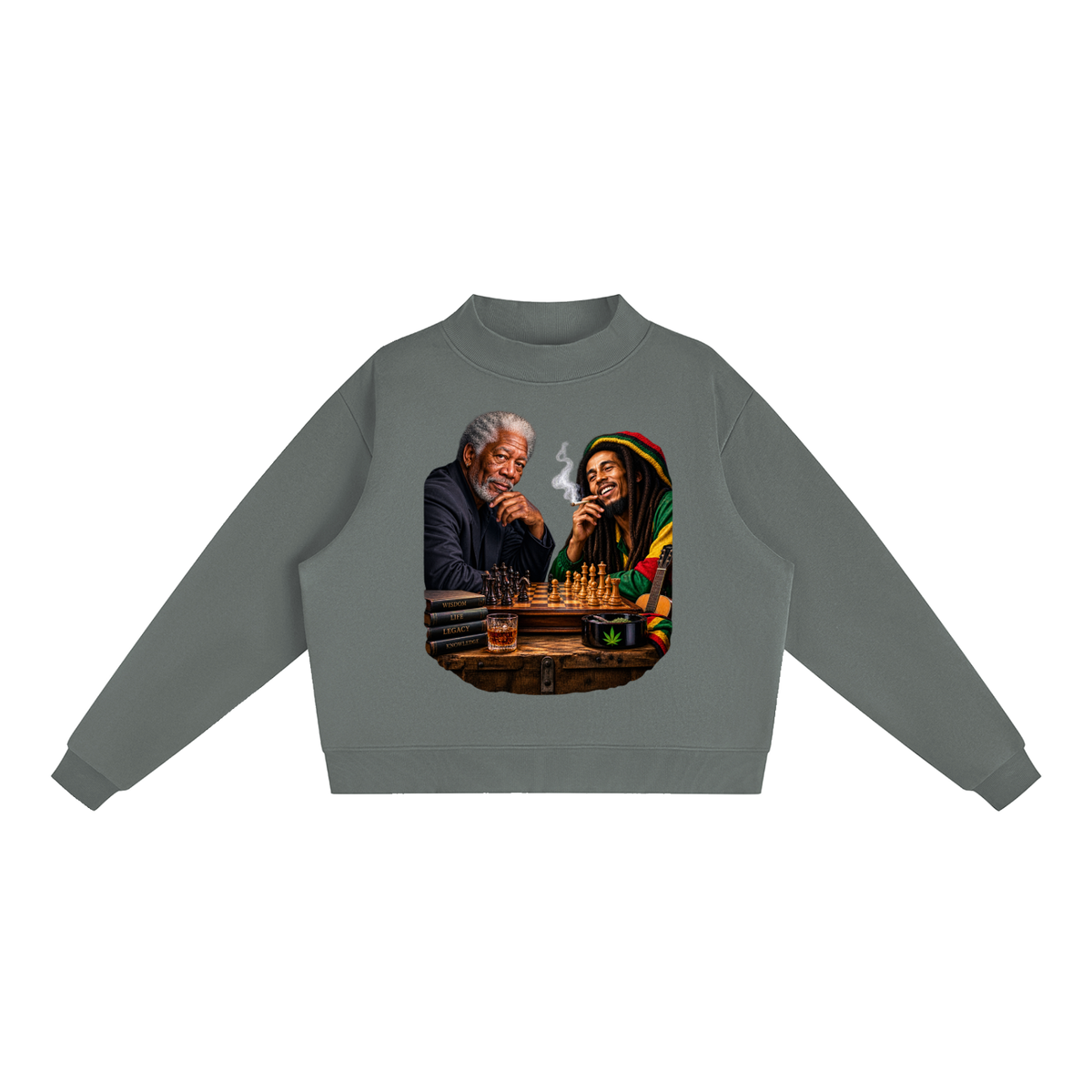 Essential Fleece Mock-Neck Crew Sweatshirt